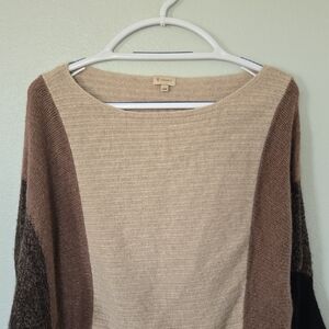 Cremieux | Tan And Brown Rabbit Hair Boat Neck Sweater Size Large
